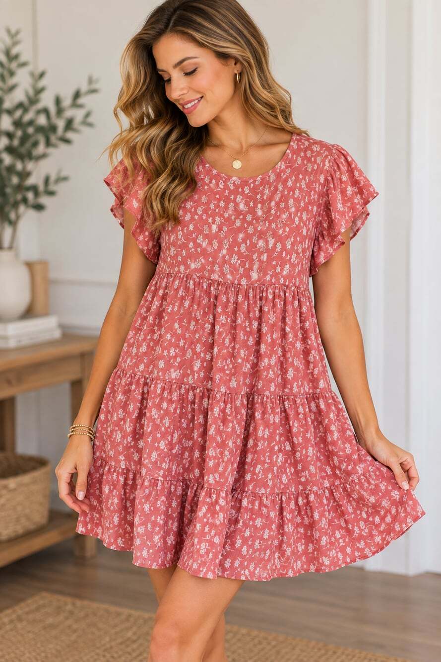 Petal & Pup Pink Floral Mini Dress Women's Size 4 Small